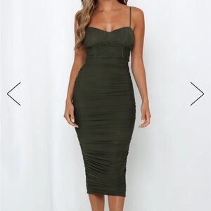END STAGE MIDI DRESS KHAKI from Hello Molly